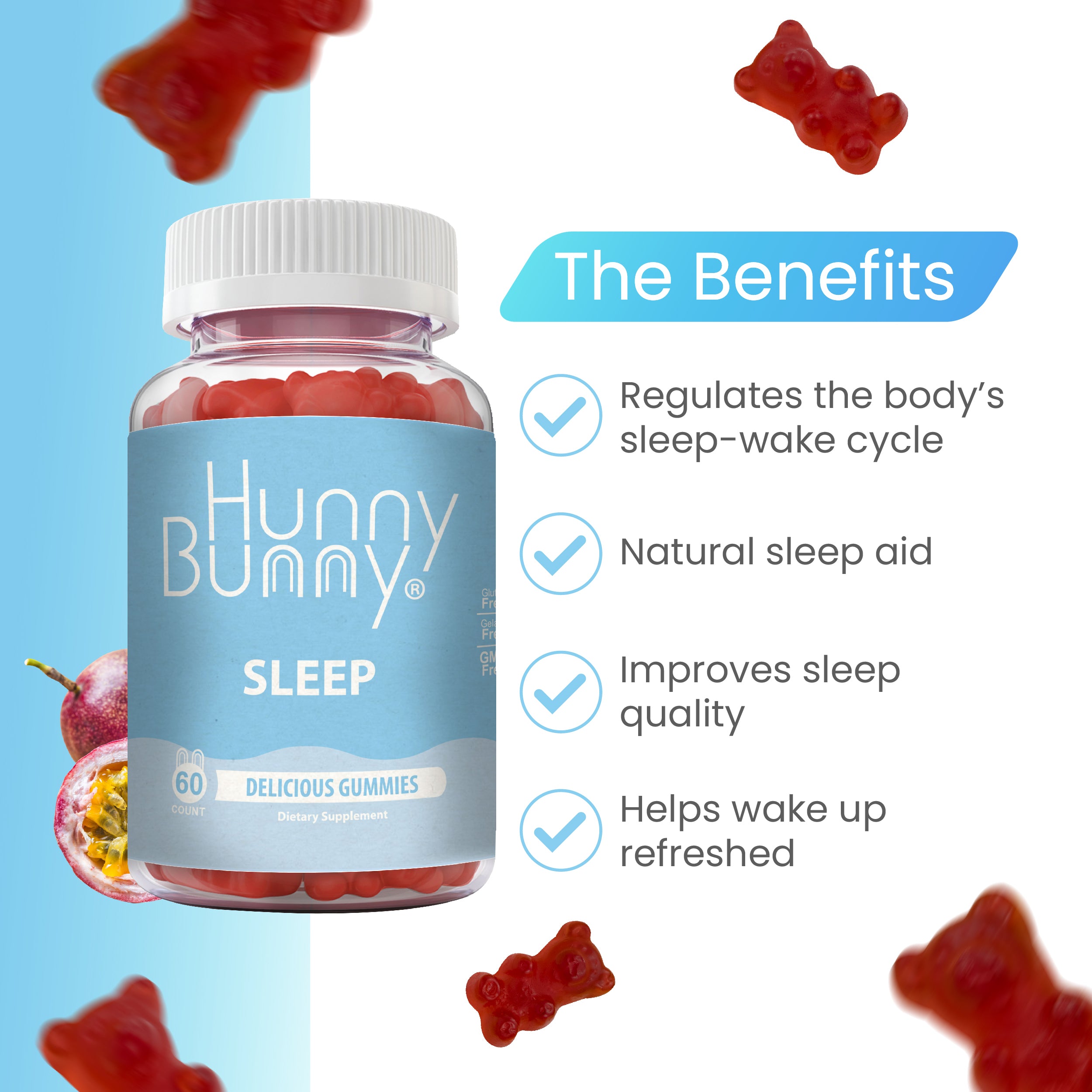 Hunny Bunny Sleep Melatonin Gummies - All-Natural Sleep Aid for Restful Nights